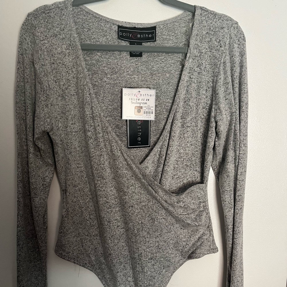 Polly Esther long sleeve deep V bodysuit